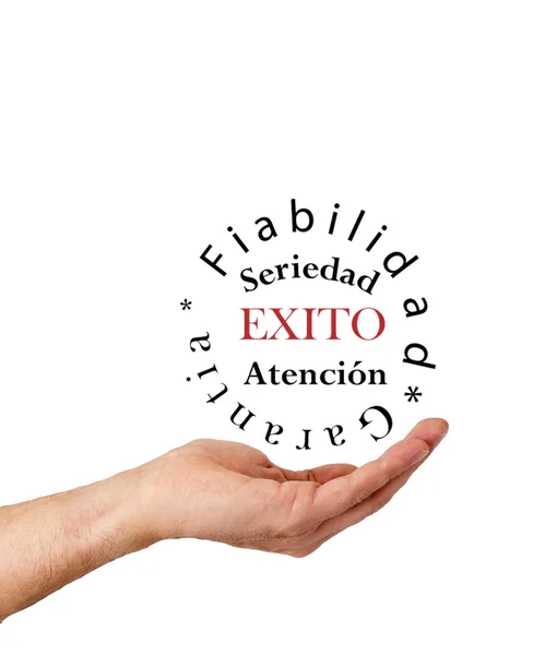 Mano con letras en círculo — Foto de Stock