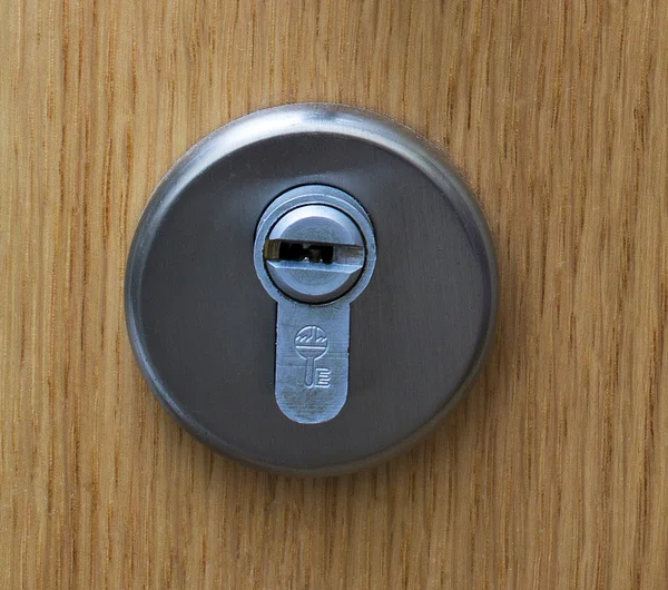 Door with lock and handle — Stock Photo, Image