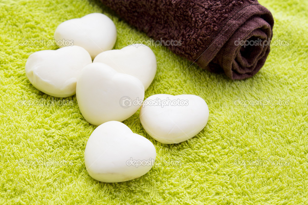 Soaps on towel