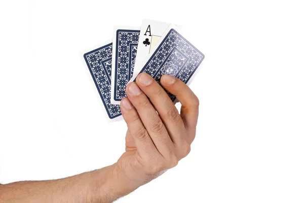 Hand with playing cards — Stock Photo, Image