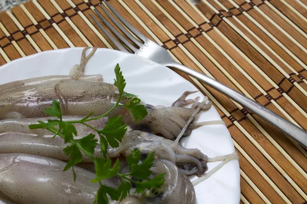 Fresh squid on the table — Stock Photo, Image