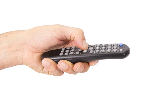 Hand holding tv remote — Stock Photo, Image