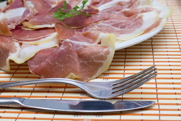 Plate of ham — Stock Photo, Image