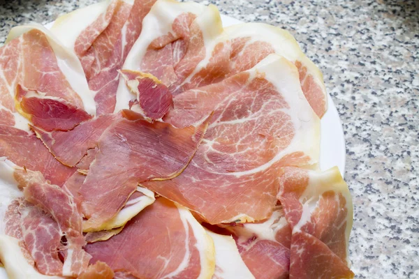 Plate of ham — Stock Photo, Image