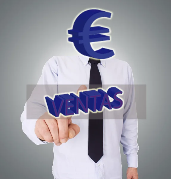 Podnikatel s hlavou euro — Stock fotografie