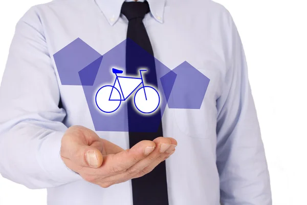 Uomo d'affari con bici — Foto Stock