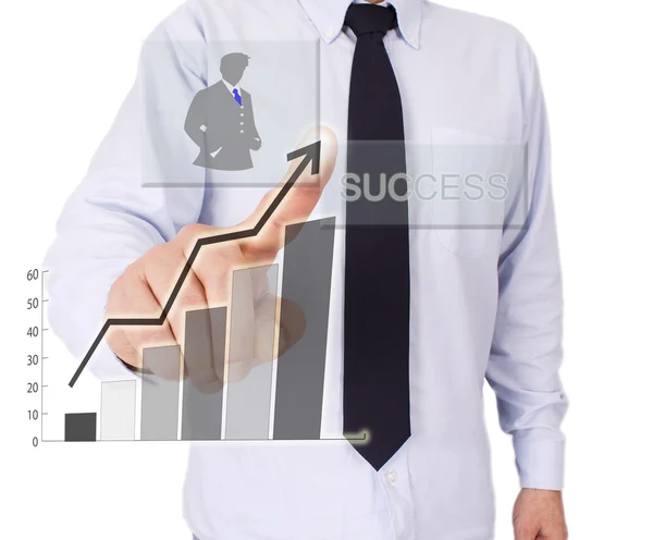 Podnikatel s grafikou — Stock fotografie