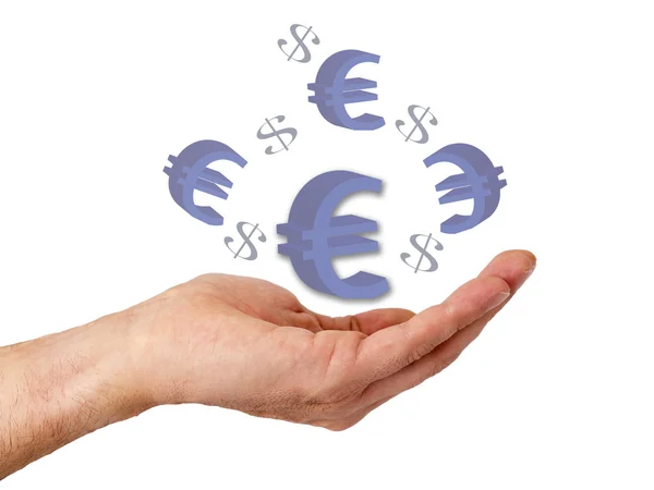 Hand with euro — Stock Photo, Image