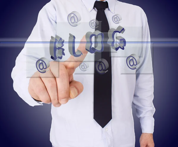Businessman pressing button — Stock Photo, Image