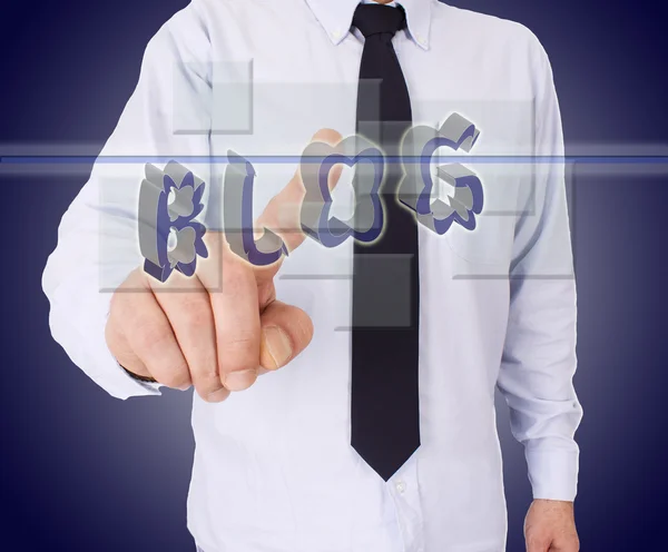 Businessman pressing button — Stock Photo, Image