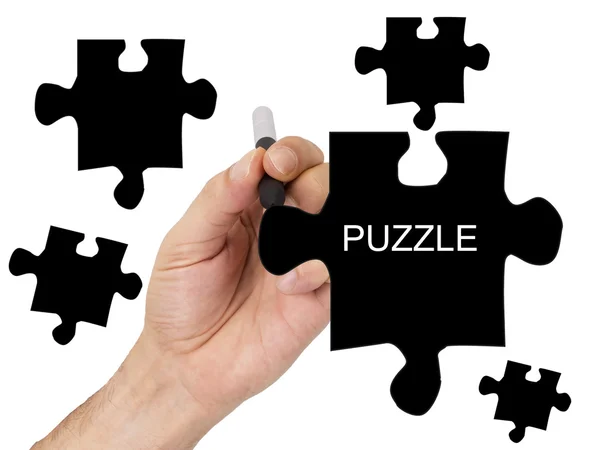 Dessin à la main pièces de puzzle — Photo
