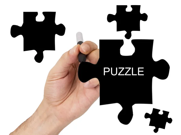 Hand tekenen puzzelstukjes — Stockfoto