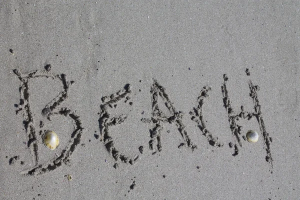 Lettering na praia — Fotografia de Stock