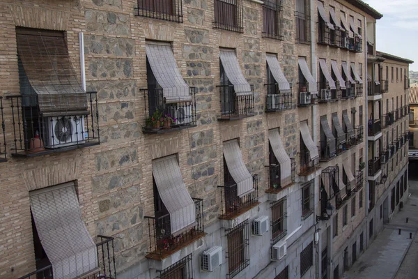 Häuser Mit Typischem Toledo Balkon Spanien — Stockfoto