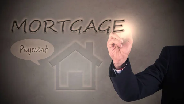 Businessman Pen Writing Mortgages Mortgage Business Concept — Foto de Stock