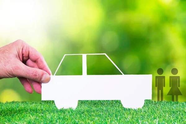 Hand Car Couple Green Background — Stock fotografie