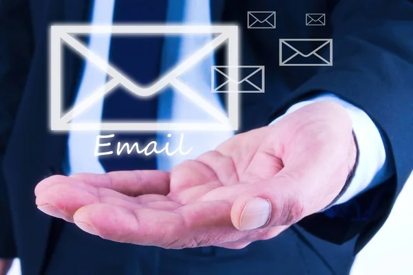 Businessman Holding Envelope Concept Sending Receiving Emails — Stok fotoğraf
