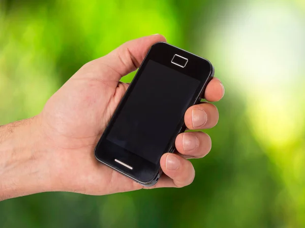 Primer Plano Mano Con Teléfono Móvil — Foto de Stock