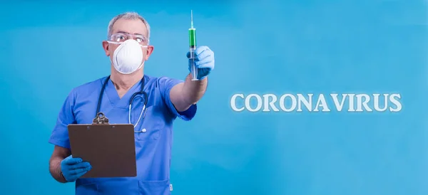 Scientist Mask Coronavirus Vaccine Concept Viruses Infections — Stock Photo, Image