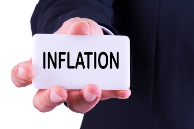 İş adamı enflasyon kavramlı kart gösteriyor