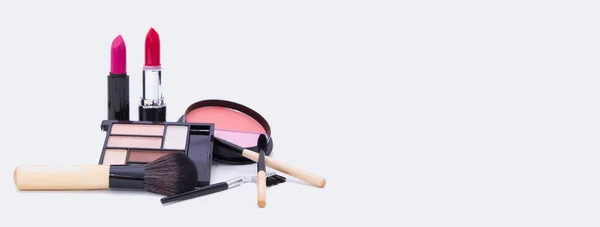 Sammansättning Professionell Makeup Kosmetika Med Kopieringsutrymme — Stockfoto
