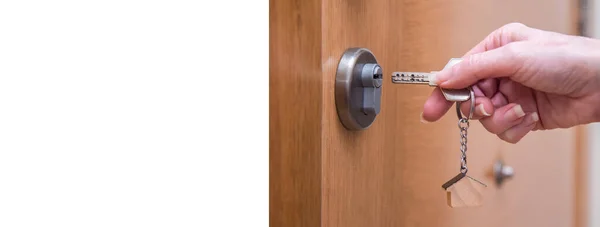 Hands Keys Door House Apartment — Stock Photo, Image