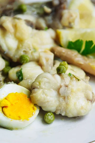 Fish Sauce Egg Peas Parsley — Stok fotoğraf