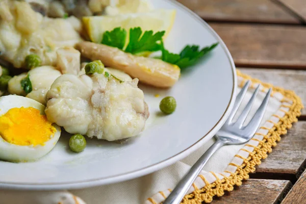 Monkfish Dish Stewed Fish Sauce Table — Stock fotografie