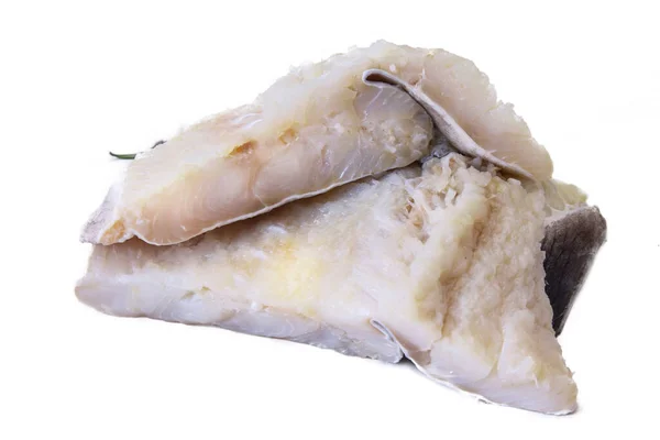 Fresh Cod Pieces Isolated White — Stockfoto