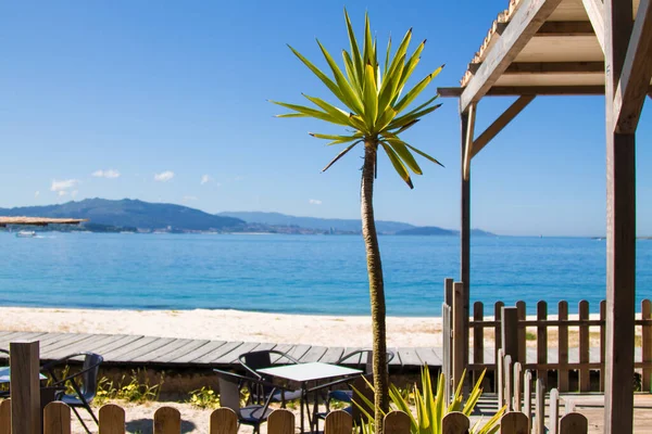 tropical summer bar overlooking the beach