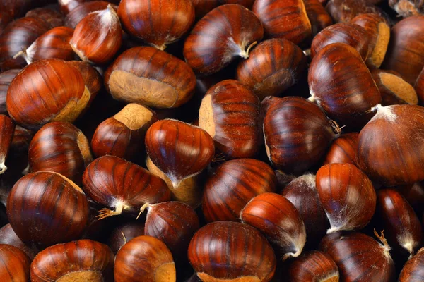 Textuur Van Kastanjes Vlakke Leghoek — Stockfoto