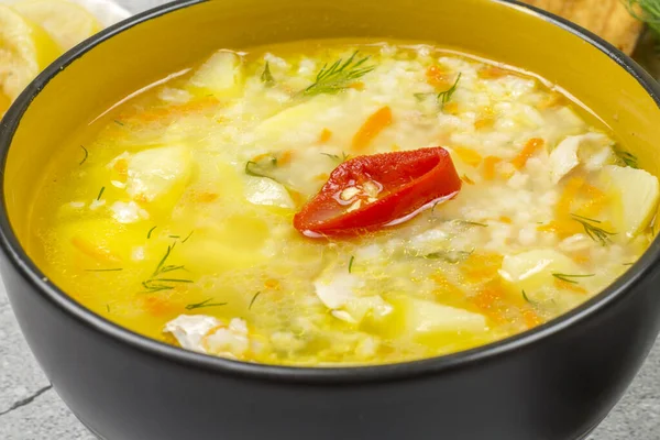 Diep Bord Kippensoep Tafel — Stockfoto