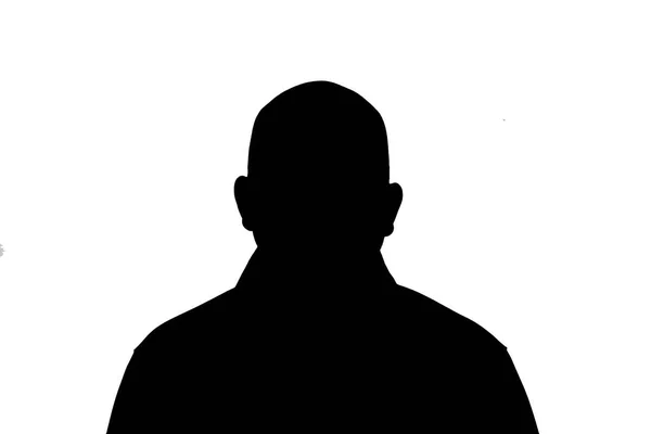 Silhouet Van Een Volwassen Jonge Anonieme Man Een Witte Achtergrond — Stockfoto