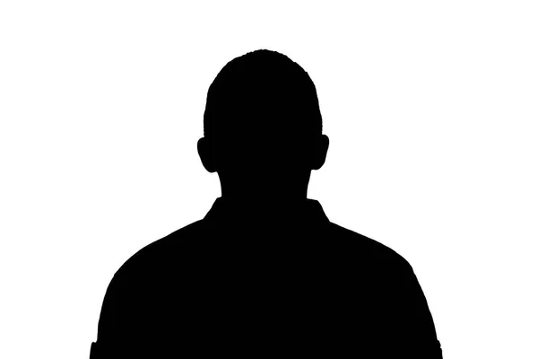 Silhouet Van Een Volwassen Jonge Anonieme Man Een Witte Achtergrond — Stockfoto