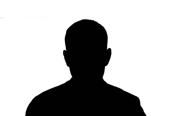 Silhouette Eines Erwachsenen Jungen Anonymen Mannes Auf Weißem Hintergrund — Stockfoto