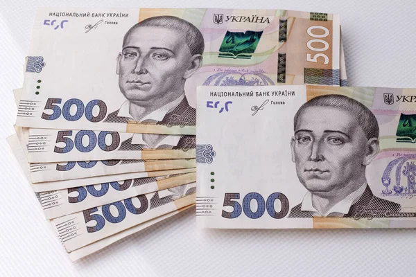 Ukrainian National Currency Hryvnia Several New 500 Hryvnia Uah Bills — Stockfoto