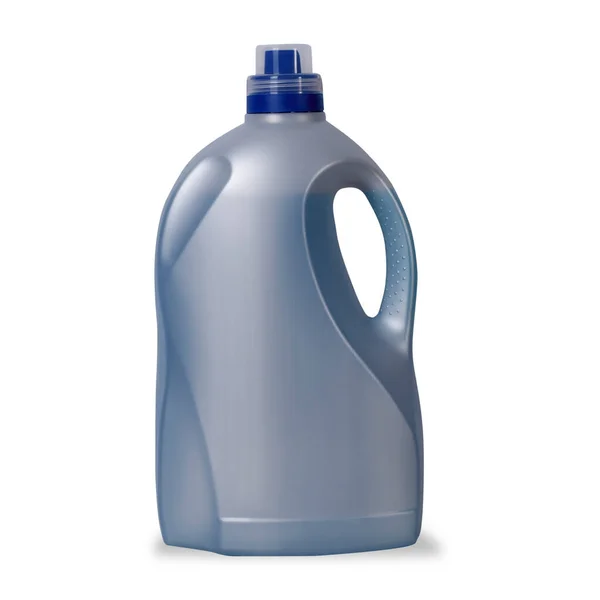 白い背景に隔離された液体洗濯洗剤のための灰色の大きなプラスチックボトル — ストック写真