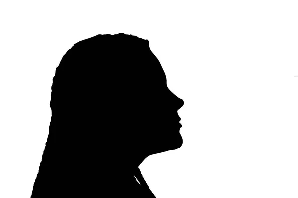 Силуэт Портрет Девушки Профиль Длинными Волосами Дреды Изолированы Белом Фоне — стоковое фото