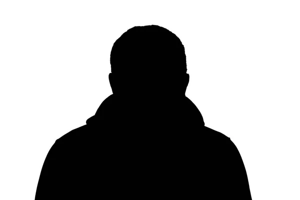 Unbekannte Männliche Person Silhouette Isoliert Auf Weißem Hintergrund — Stockfoto
