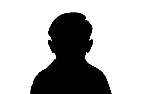 Silhouette Ragazzo Sconosciuto Sfondo Bianco — Foto Stock