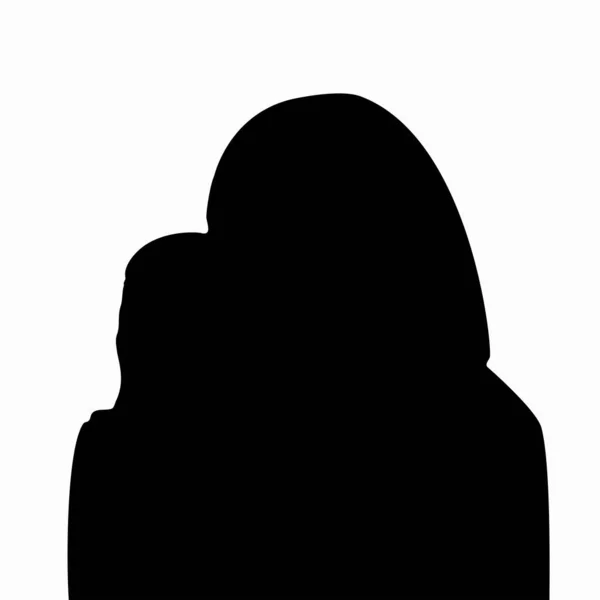 Vector Silhouette Mother Son Hugging Isolated White Background — Vetor de Stock