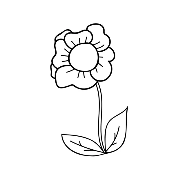 Flower Outline Hand Drawn Floral Elements Design Sketch Drawing — ストックベクタ