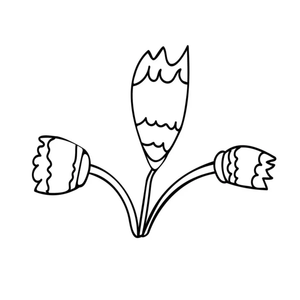 Contour Outlandish Abstract Flower Hand Drawn Floral Elements Design Sketch — Stockový vektor