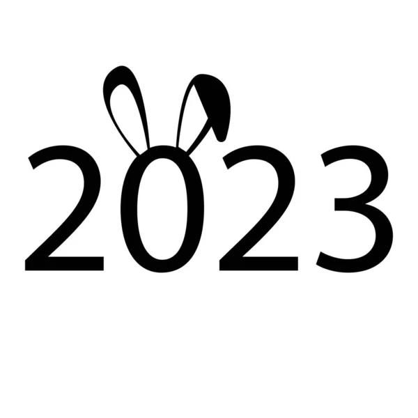 Новым 2023 Годом Кролик Символ Кроличьих Ушей 2023 Года Шаблон — стоковый вектор