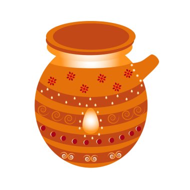 Ornate colorful Diwali earthenware pot.