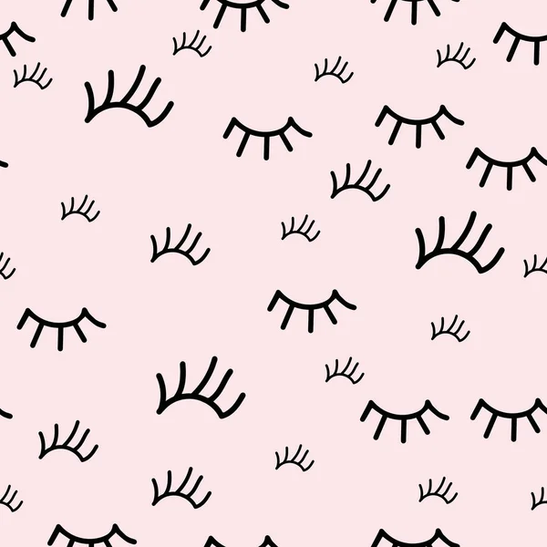 Seamless Pattern Eyelashes Pink Background —  Vetores de Stock