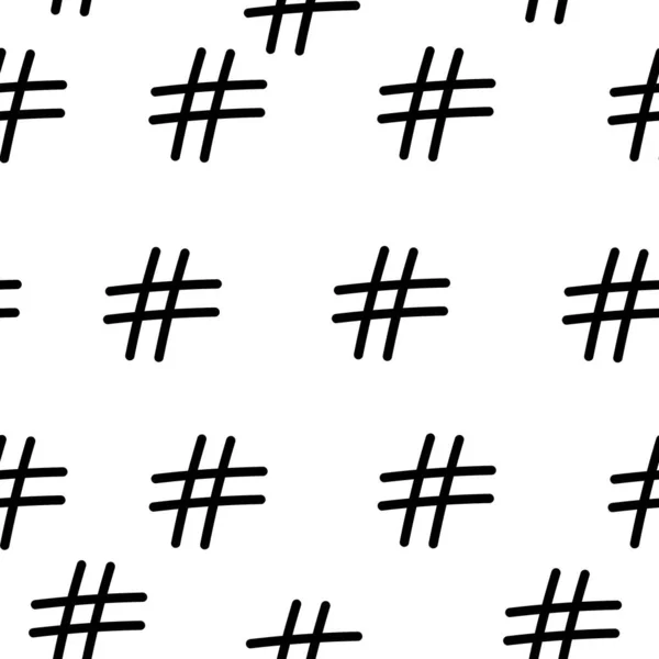 Hand Drawn Lines Seamless Abstract Black White Hashtag Pattern Seamless — Vector de stock