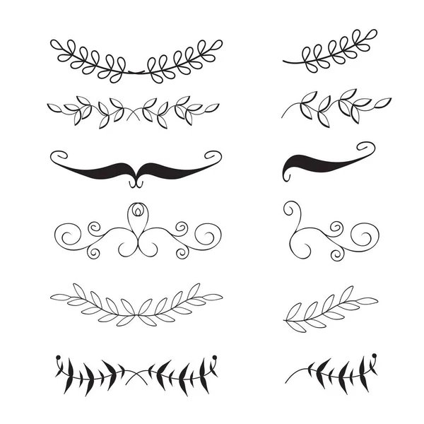 Éléments Floraux Vectoriels Dessinés Main Éléments Décoration Style Doodle — Image vectorielle