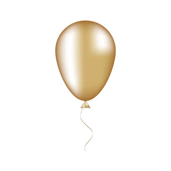 Luchtige Realistische Gouden Ballon Met Hoogtepunten Vector Illustratie Voor Kaart — Stockvector