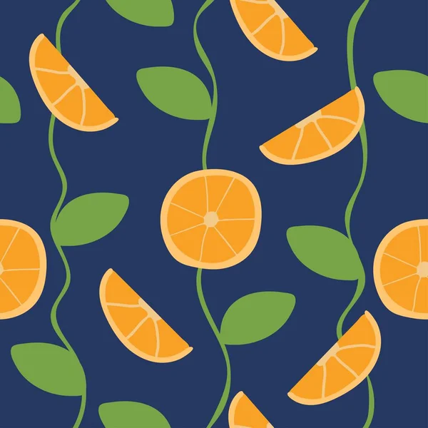 Patrón Sin Costuras Rodajas Naranja Para Textiles Decoración — Archivo Imágenes Vectoriales